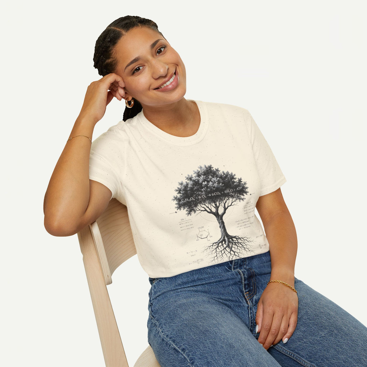Tree of Life T‑Shirt — Botanical Graphic with Roots and Photosynthesis Diagram