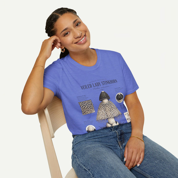 Veiled Lady Stinkhorn Mushroom Tee — Botanical Mycology Anatomy T-Shirt