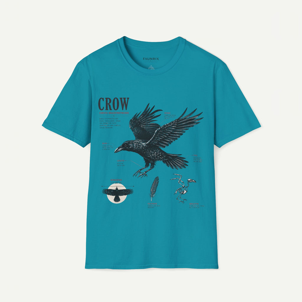 Crow Anatomy Graphic T-Shirt — Vintage Raven Illustration Tee