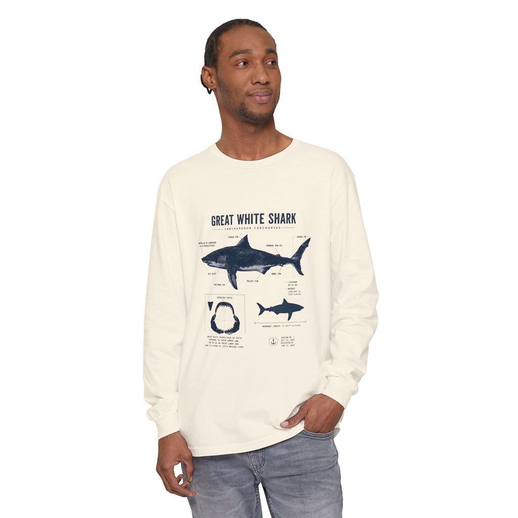 Great White Shark Anatomy Long Sleeve Tee