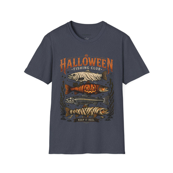 Halloween Trout Graphic T‑Shirt — Spooky Fish Pumpkin Design