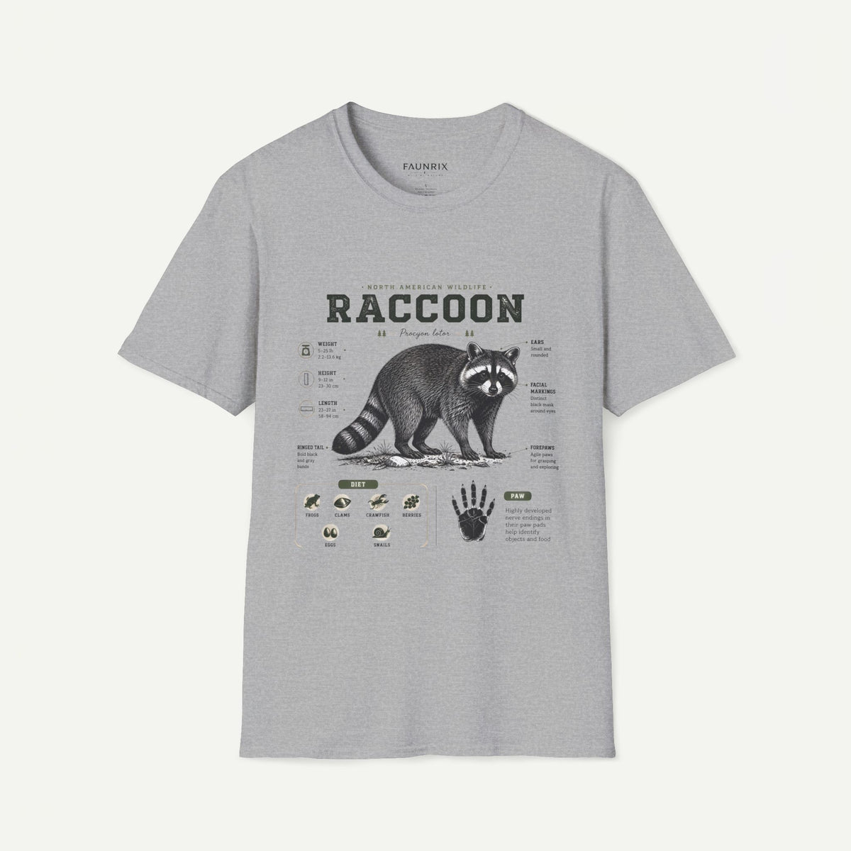 Raccoon Anatomy T-Shirt — North American Wildlife Graphic Tee