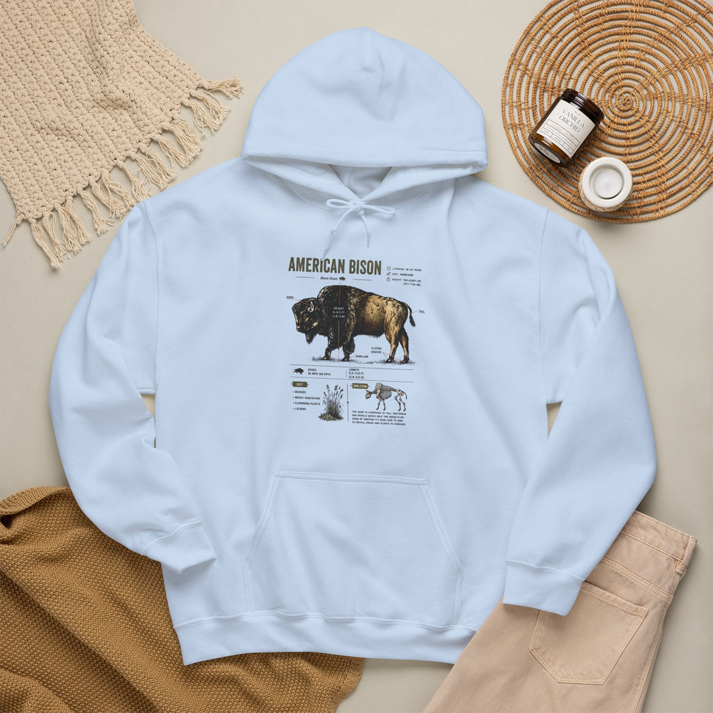 Bison Anatomy Hoodie — American Bison Illustration & Facts Sweatshirt