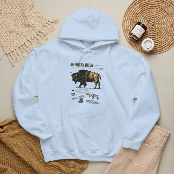 Bison Anatomy Hoodie — American Bison Illustration & Facts Sweatshirt
