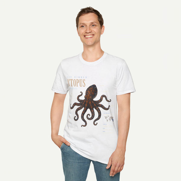 Octopus Anatomy Graphic T-Shirt — Vintage Blue-Ringed Octopus Design