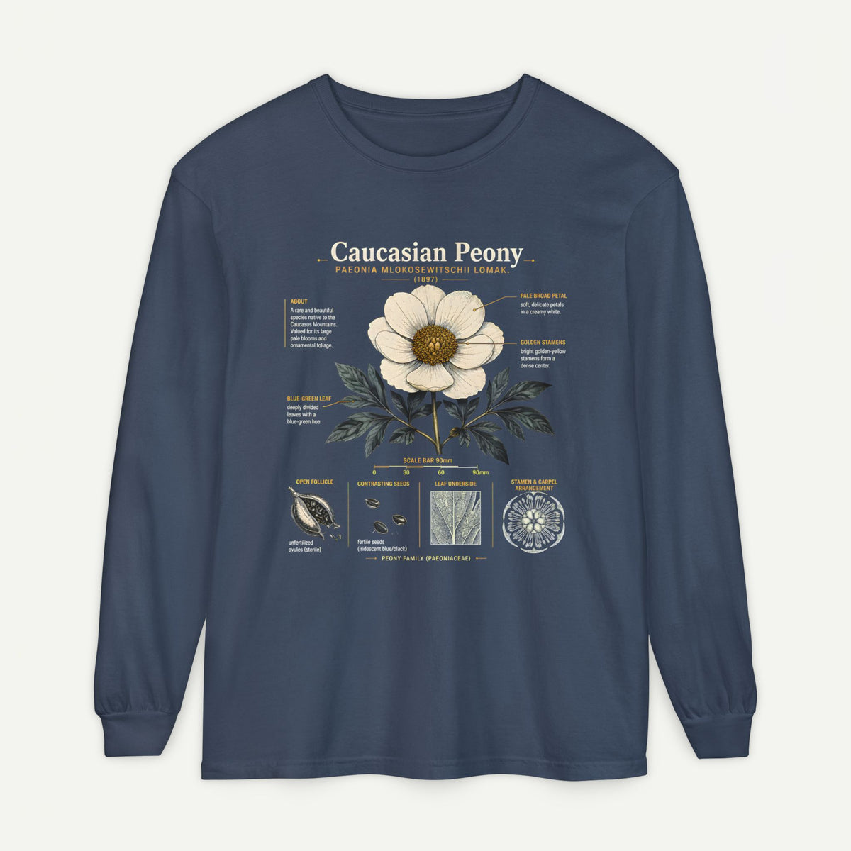 Botanical Diagram Long Sleeve Tee — Wild Rose Illustration