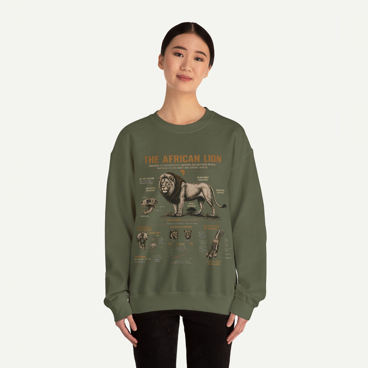 African Lion Anatomy Crewneck Sweatshirt