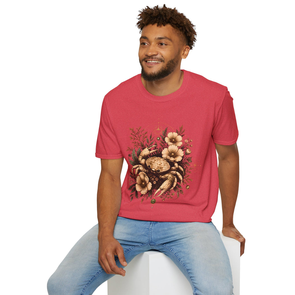 Floral Crab Tee — Vintage Coastal Crab & Wildflower Graphic T-Shirt
