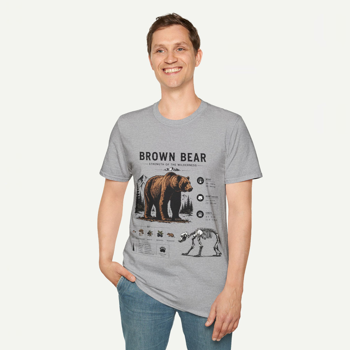 Brown Bear Anatomy Graphic T-Shirt — Wildlife Illustration Tee