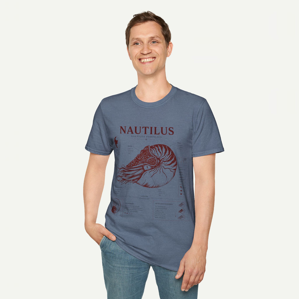 Nautilus Shell  Anatomy Graphic T-Shirt — Vintage Marine Biology Illustration