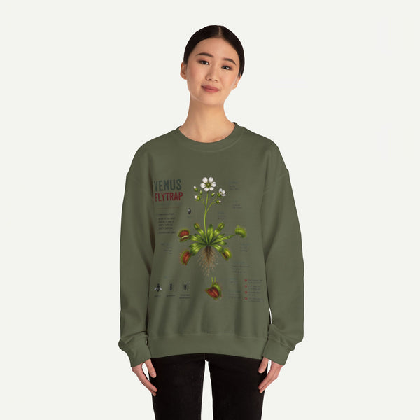 Venus Flytrap Botanical Crewneck Sweatshirt — Vintage Plant Illustration Tee