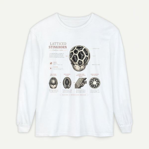 Latticed Stinkhorn Mushroom Diagram Long Sleeve Tee