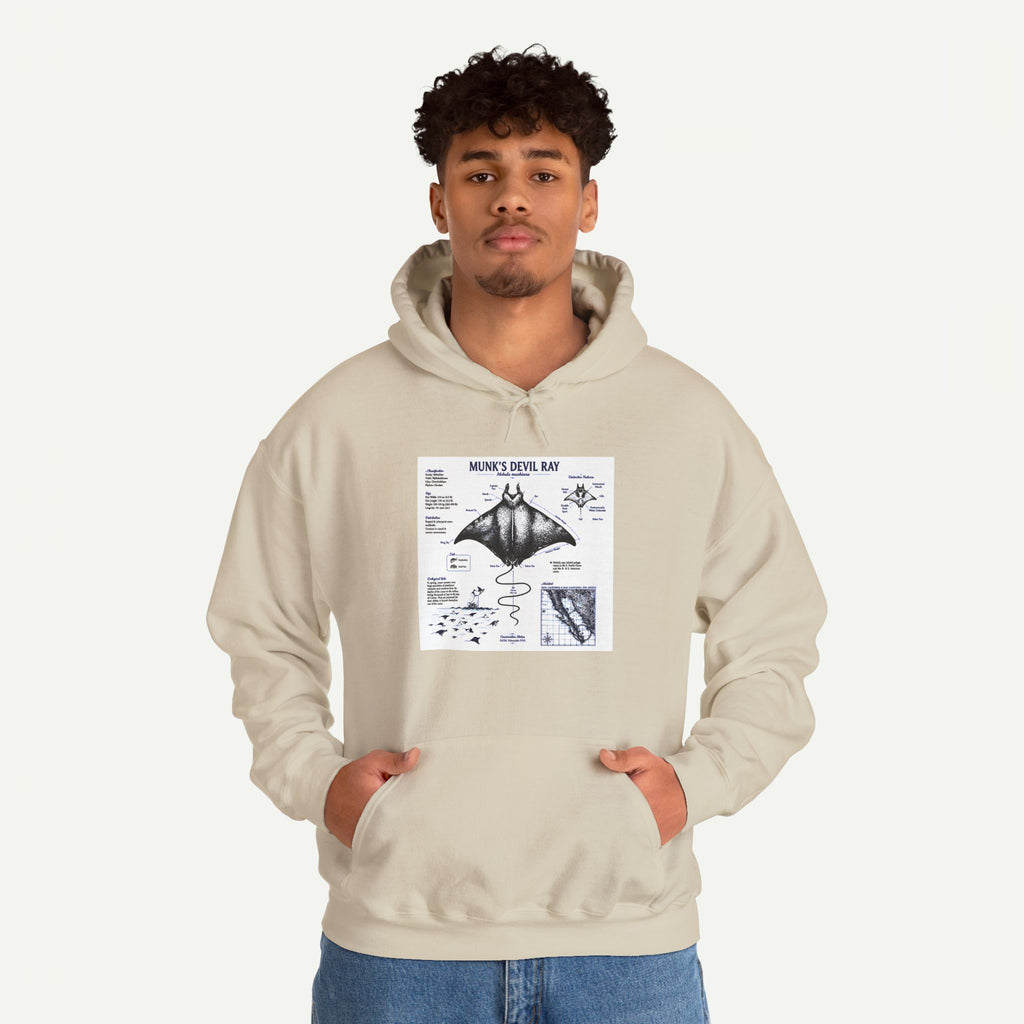 Manta Ray Anatomy Hoodie — Marine Life Graphic Pullover