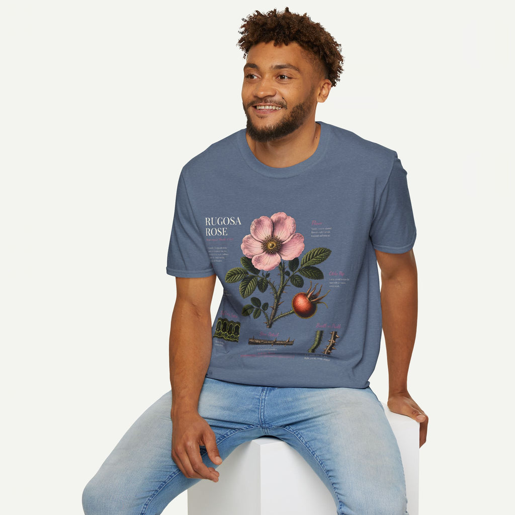 Botanical Rose Anatomy T-Shirt – Vintage Floral Illustration Tee