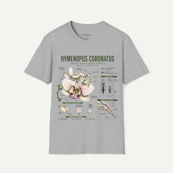 Mantis Anatomy Tee — Hymenopus Coronatus Orchid Mantis Illustration