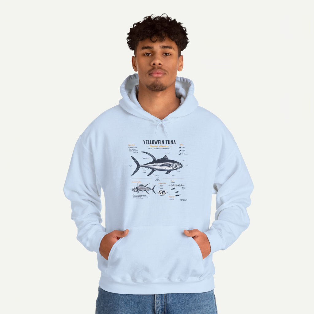 Yellowfin Tuna Anatomy Hoodie — Fishing Diagram Sweatshirt