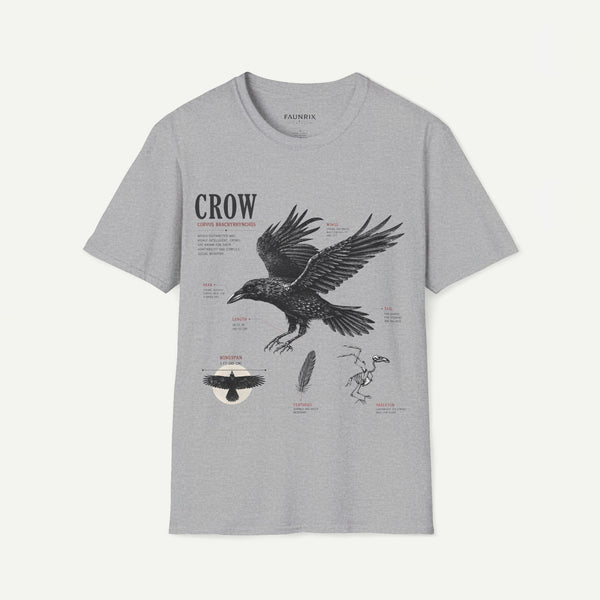 Crow Anatomy Graphic T-Shirt — Vintage Raven Illustration Tee