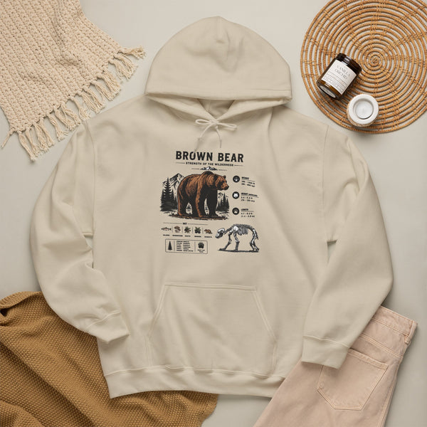 Brown Bear Anatomy Hoodie — Vintage Wildlife Graphic Sweatshirt