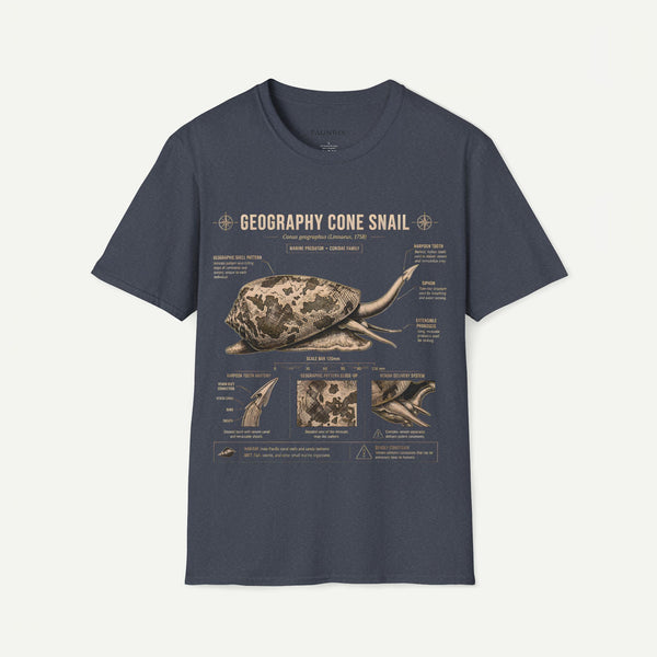 Geography Cone Snail Anatomy T-Shirt — Vintage Scientific Illustration Tee
