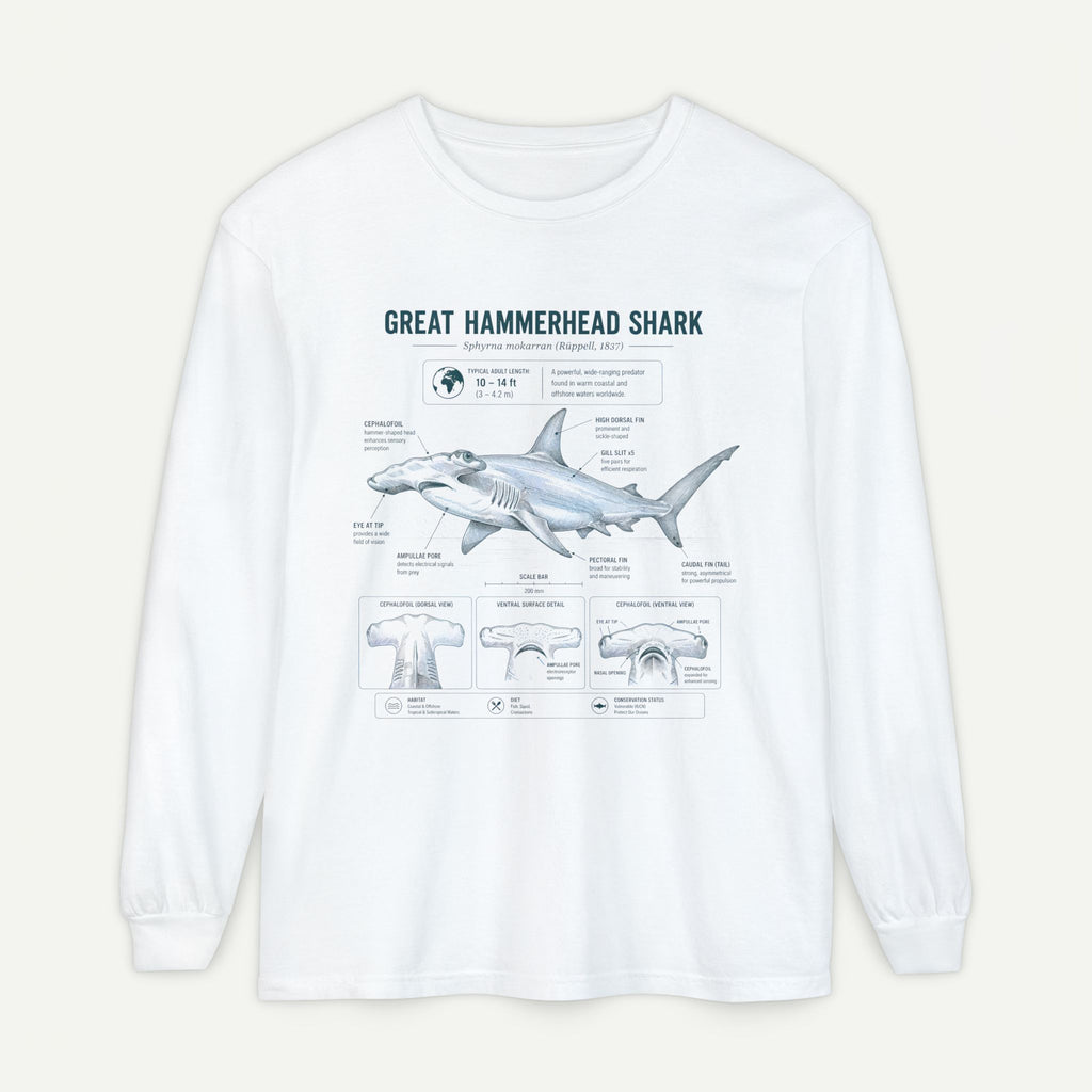 Great Hammerhead Shark Anatomy Long Sleeve Tee