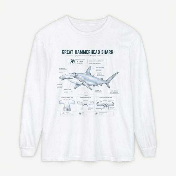 Great Hammerhead Shark Anatomy Long Sleeve Tee