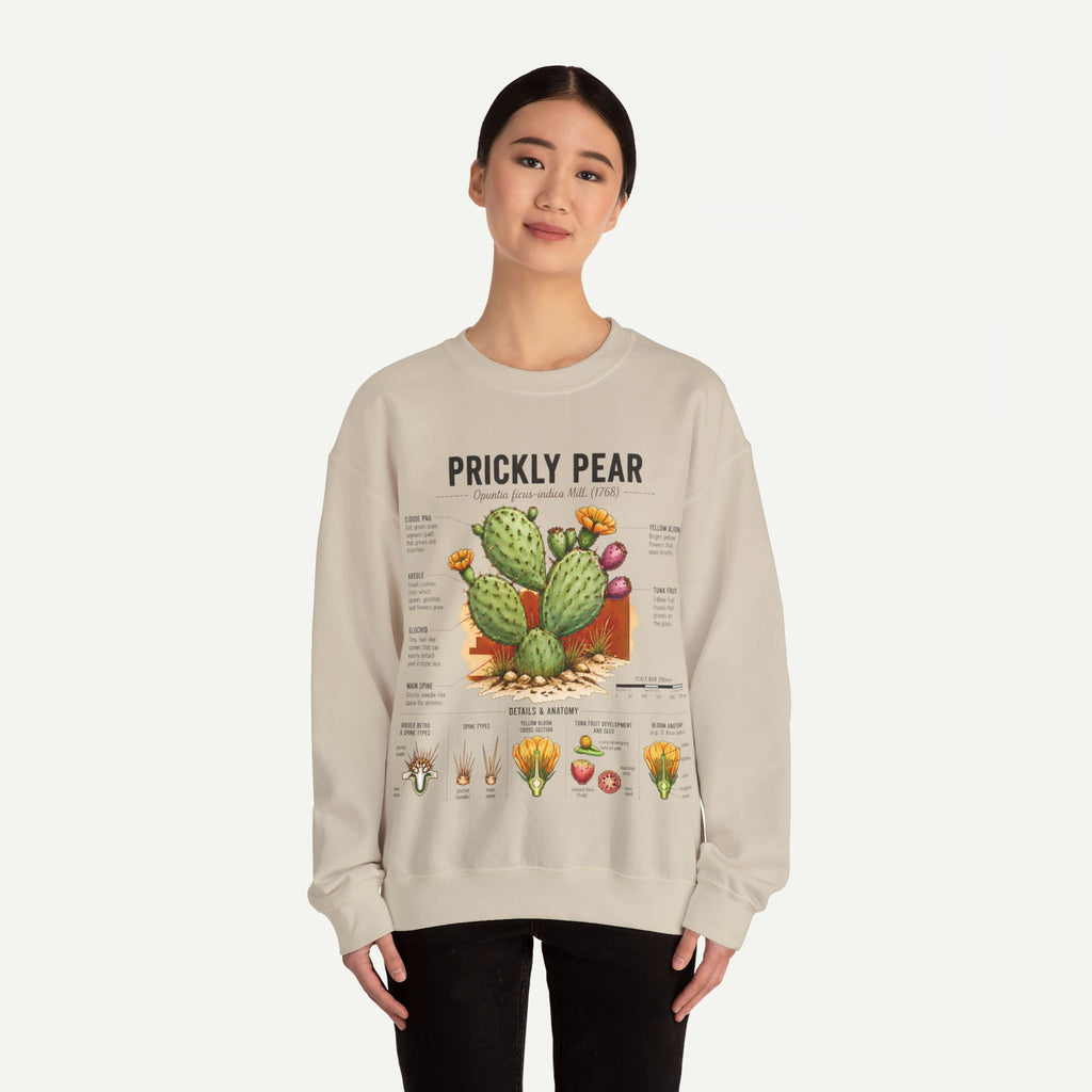 Prickly Pear Botanical Sweatshirt — Cactus Illustration Guide Crewneck