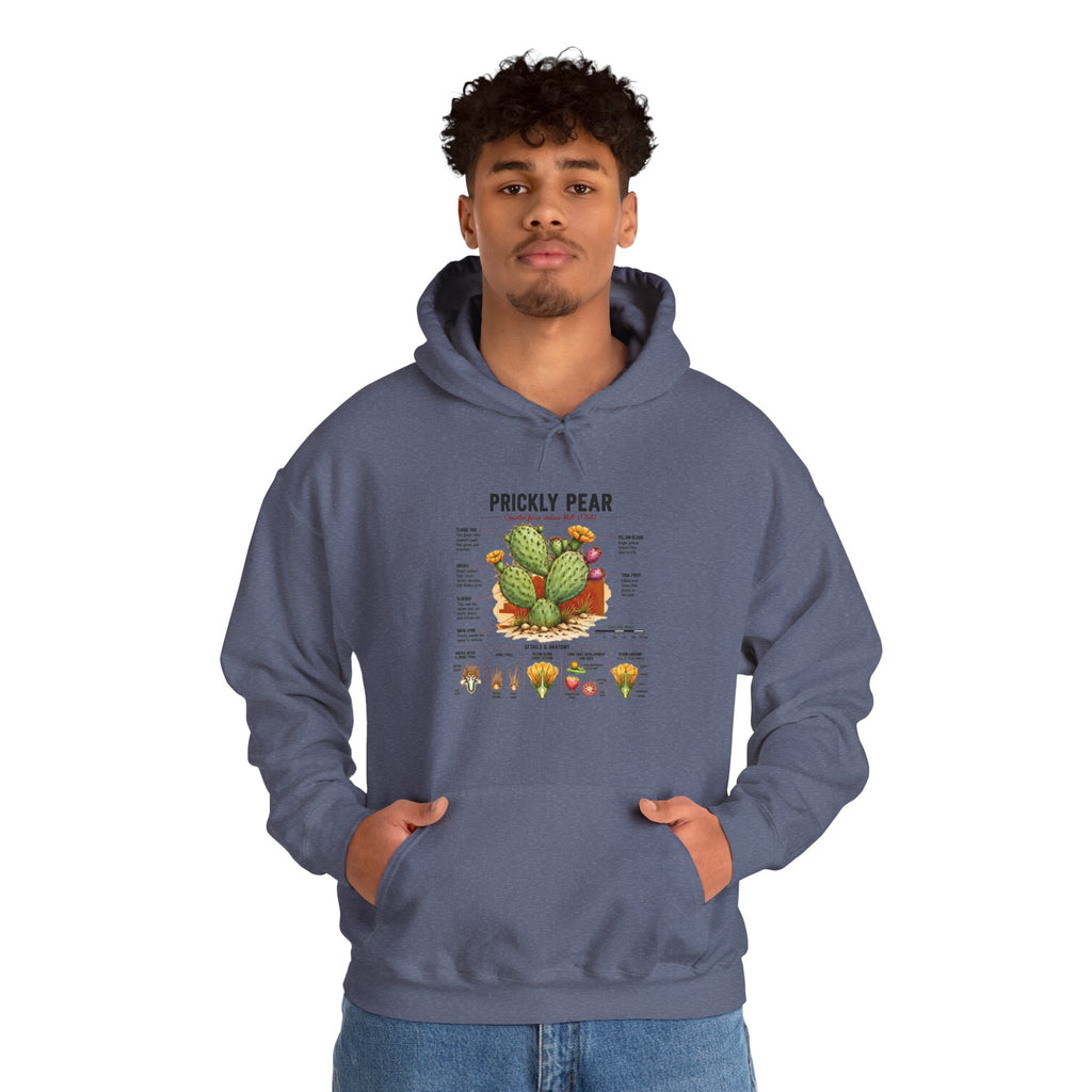 Prickly Pear Botanical Hoodie – Cactus Anatomy Illustrated Sweatshirt