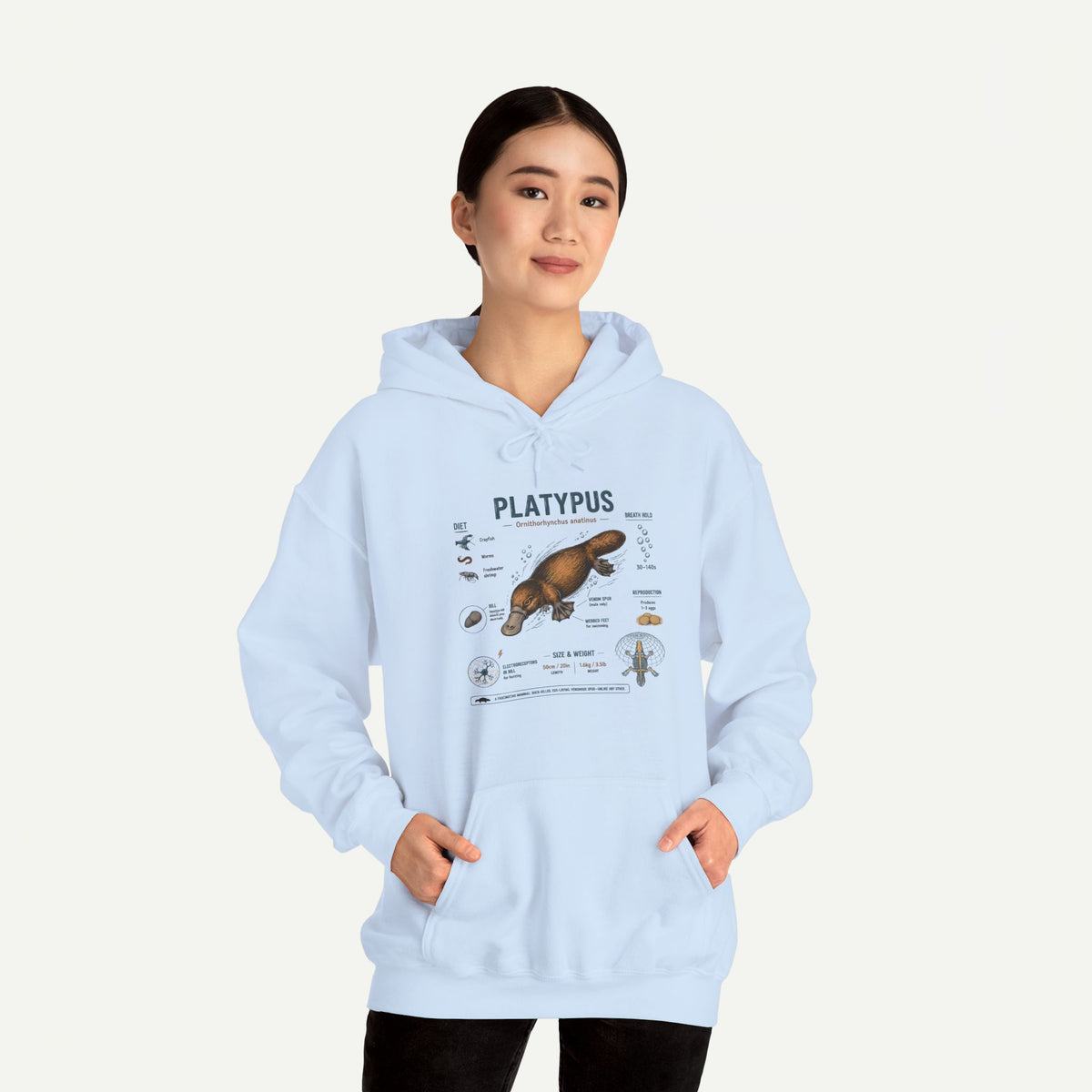 Platypus Anatomy Hoodie — Scientific Illustration Pullover for Nature Lovers