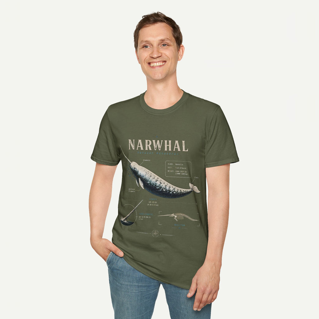 Narwhal Anatomy Diagram T-Shirt — Vintage Marine Mammal Graphic Tee