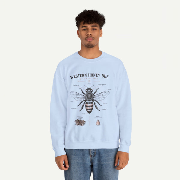 Western Honey Bee Sweatshirt — Vintage Bee Anatomy Graphic