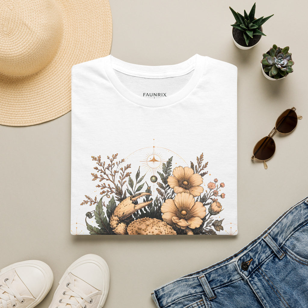 Floral Crab Tee — Vintage Coastal Crab & Wildflower Graphic T-Shirt