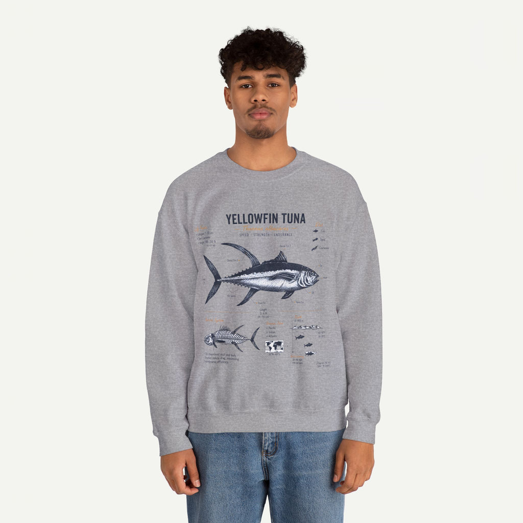 Yellowfin Tuna Anatomy Sweatshirt — Vintage Fish Illustration Crewneck