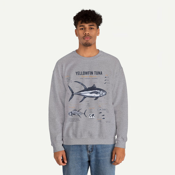 Yellowfin Tuna Anatomy Sweatshirt — Vintage Fish Illustration Crewneck