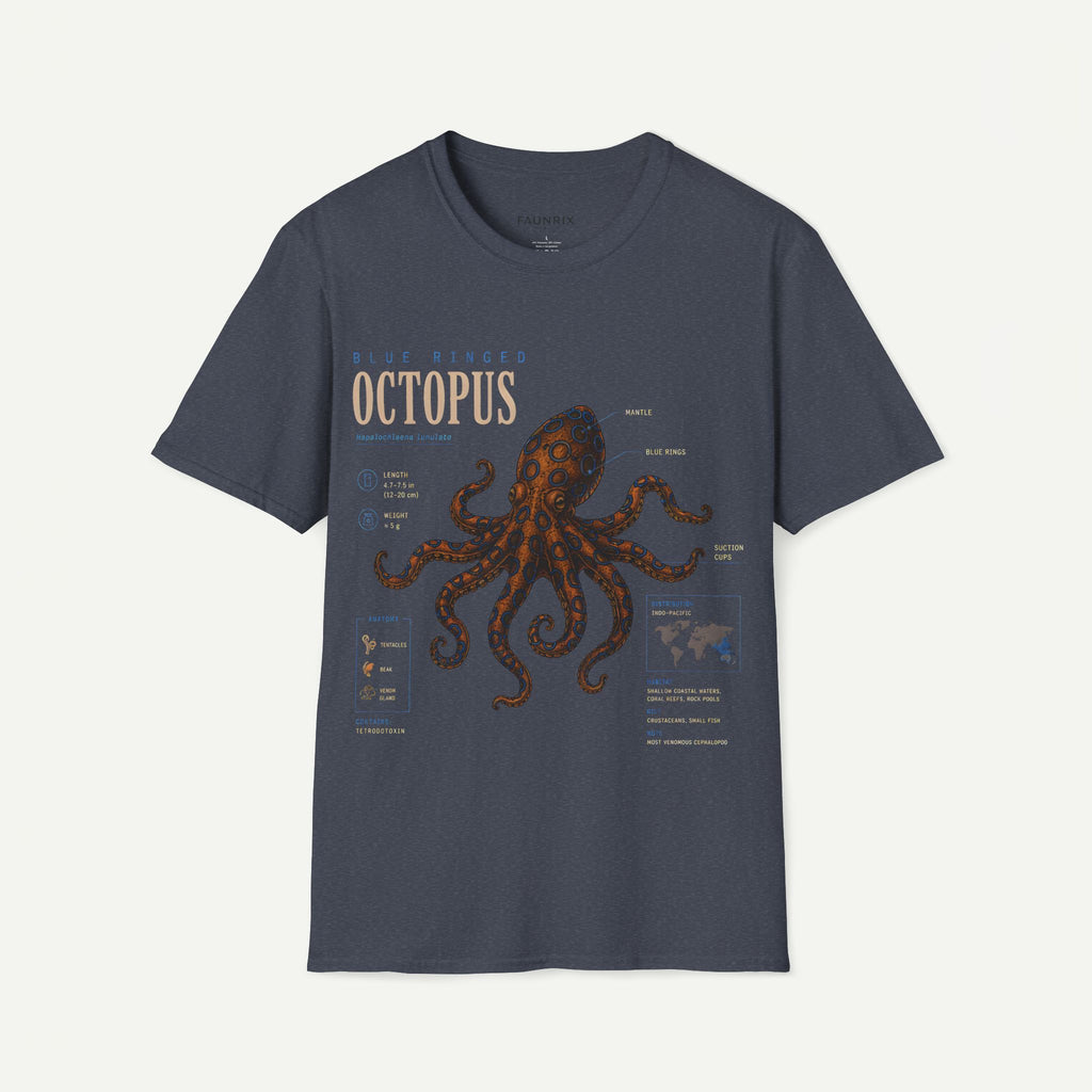 Octopus Anatomy Graphic T-Shirt — Vintage Blue-Ringed Octopus Design