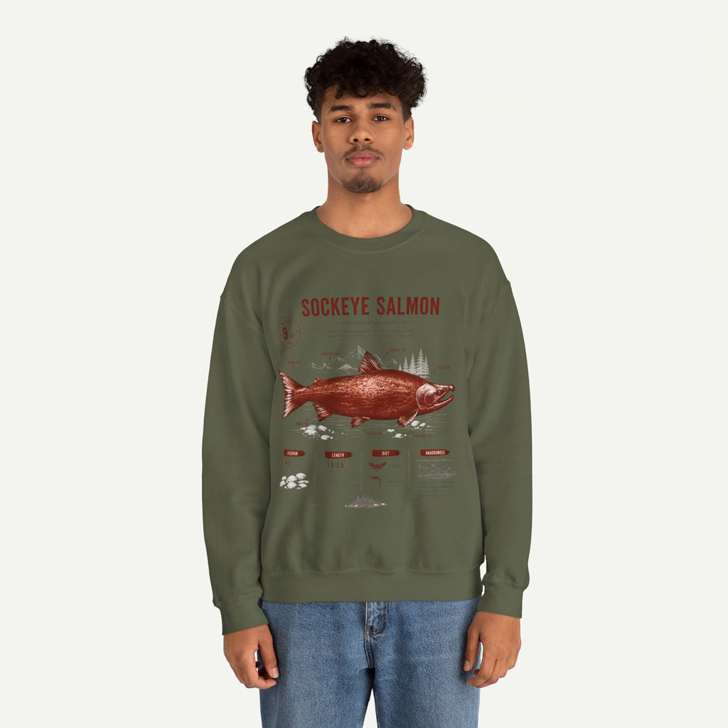 Sockeye Salmon Anatomy Sweatshirt — Vintage Fish Illustration Tee for Anglers & Nature Lovers