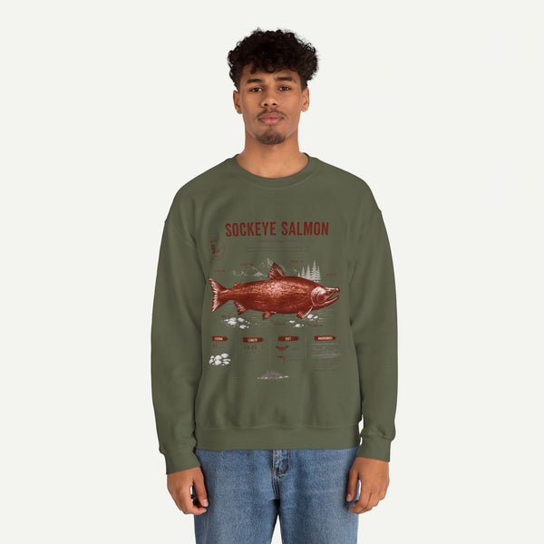 Sockeye Salmon Anatomy Sweatshirt — Vintage Fish Illustration Tee for Anglers & Nature Lovers