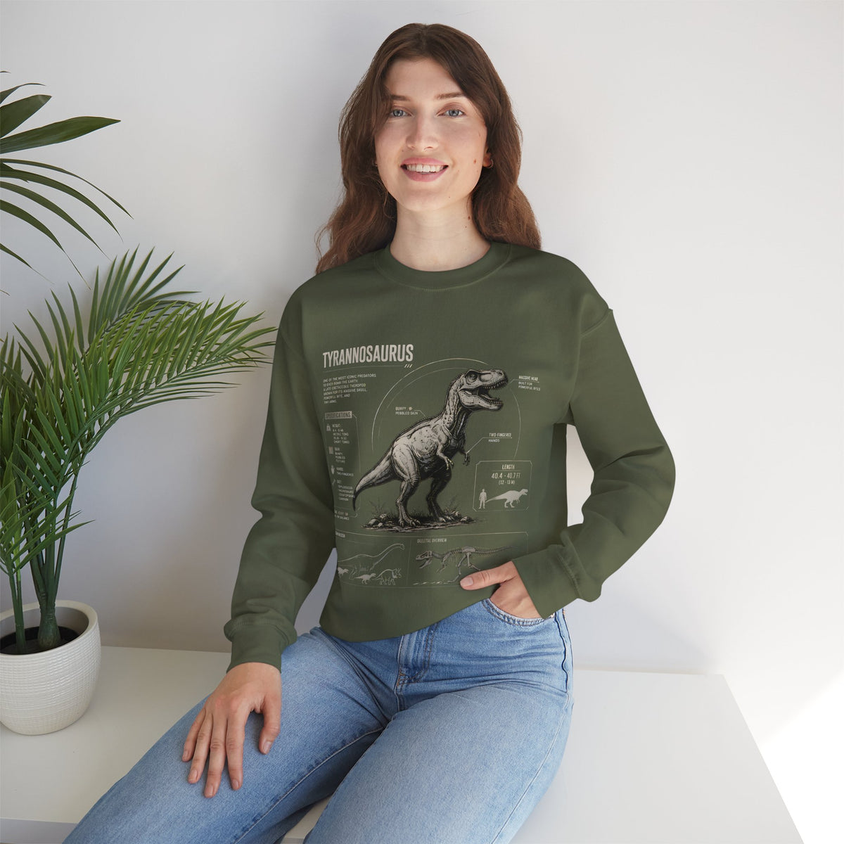Tyrannosaurus Anatomy Sweatshirt — Vintage Dino Diagram Pullover