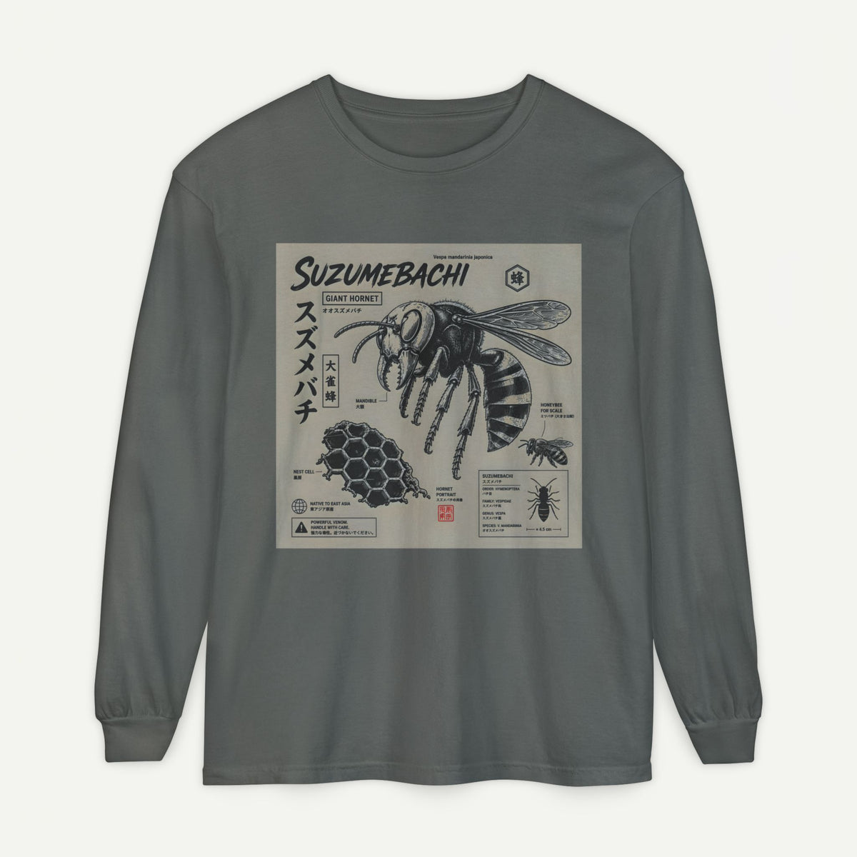 Suzumebachi Japanese Hornet Anatomy Long Sleeve Tee