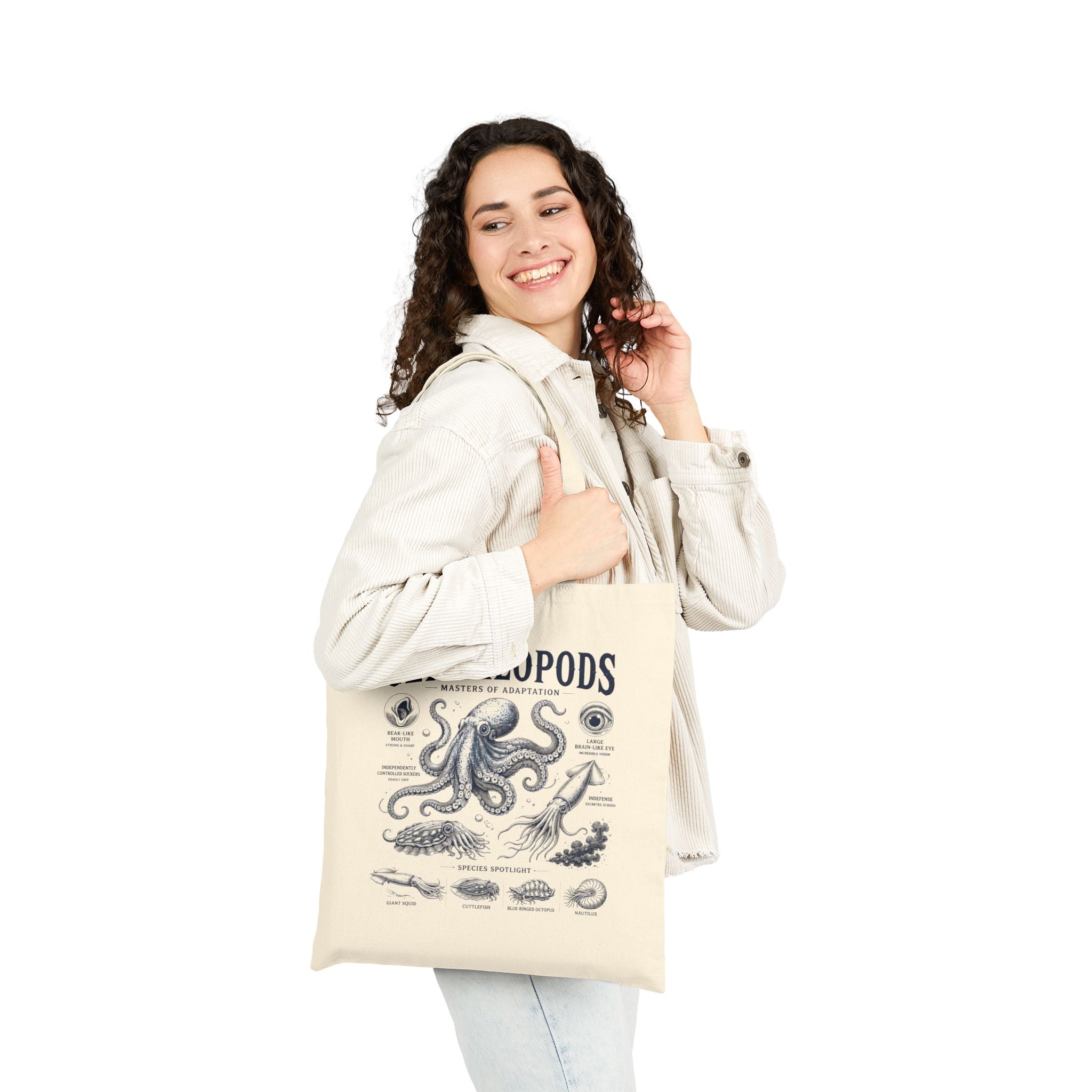 Cephalopods Anatomy Cotton Tote — Vintage Octopus Illustration Eco Grocery Bag Secondary image