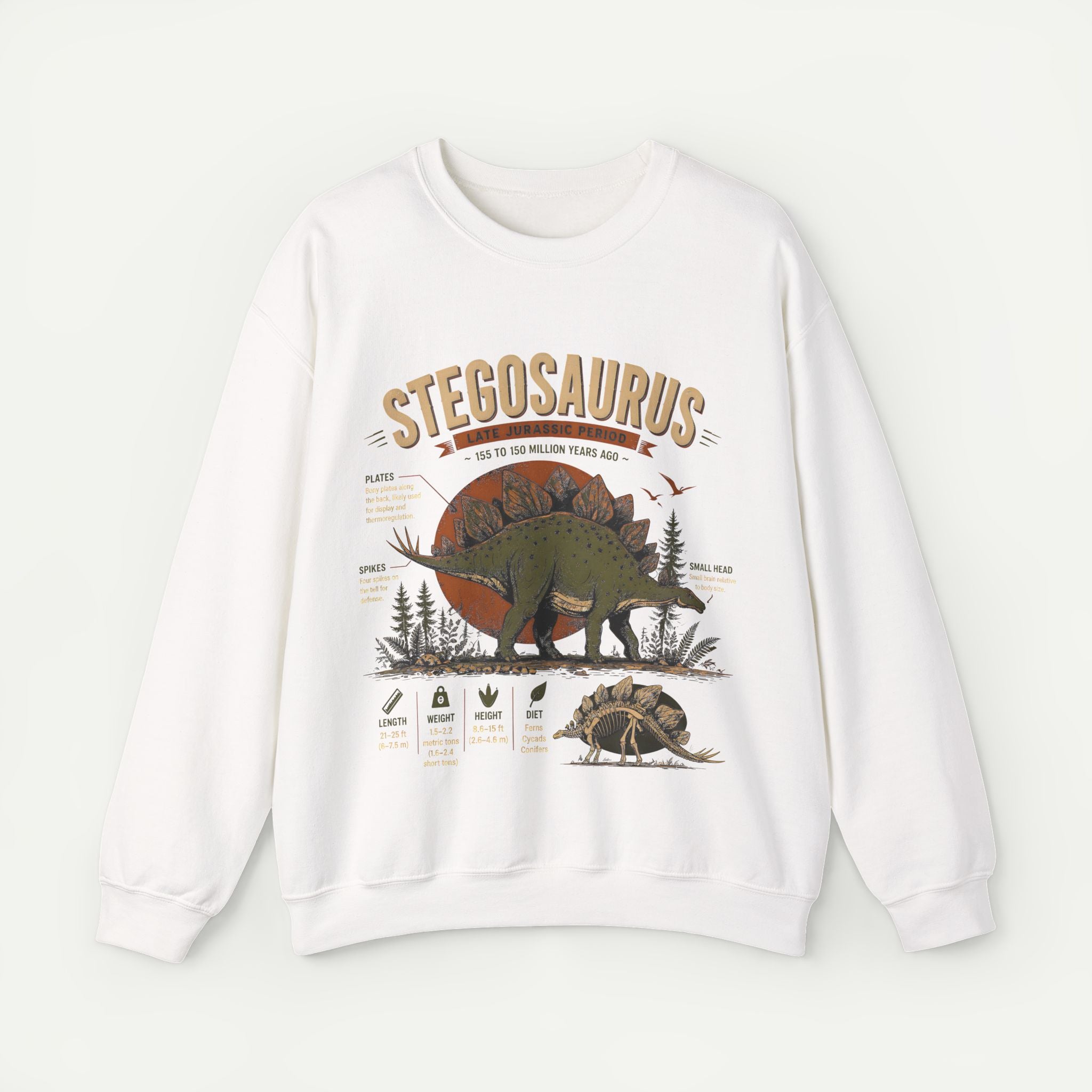 Stegosaurus Anatomy Sweatshirt — Vintage Dino Field Guide Graphic Secondary image