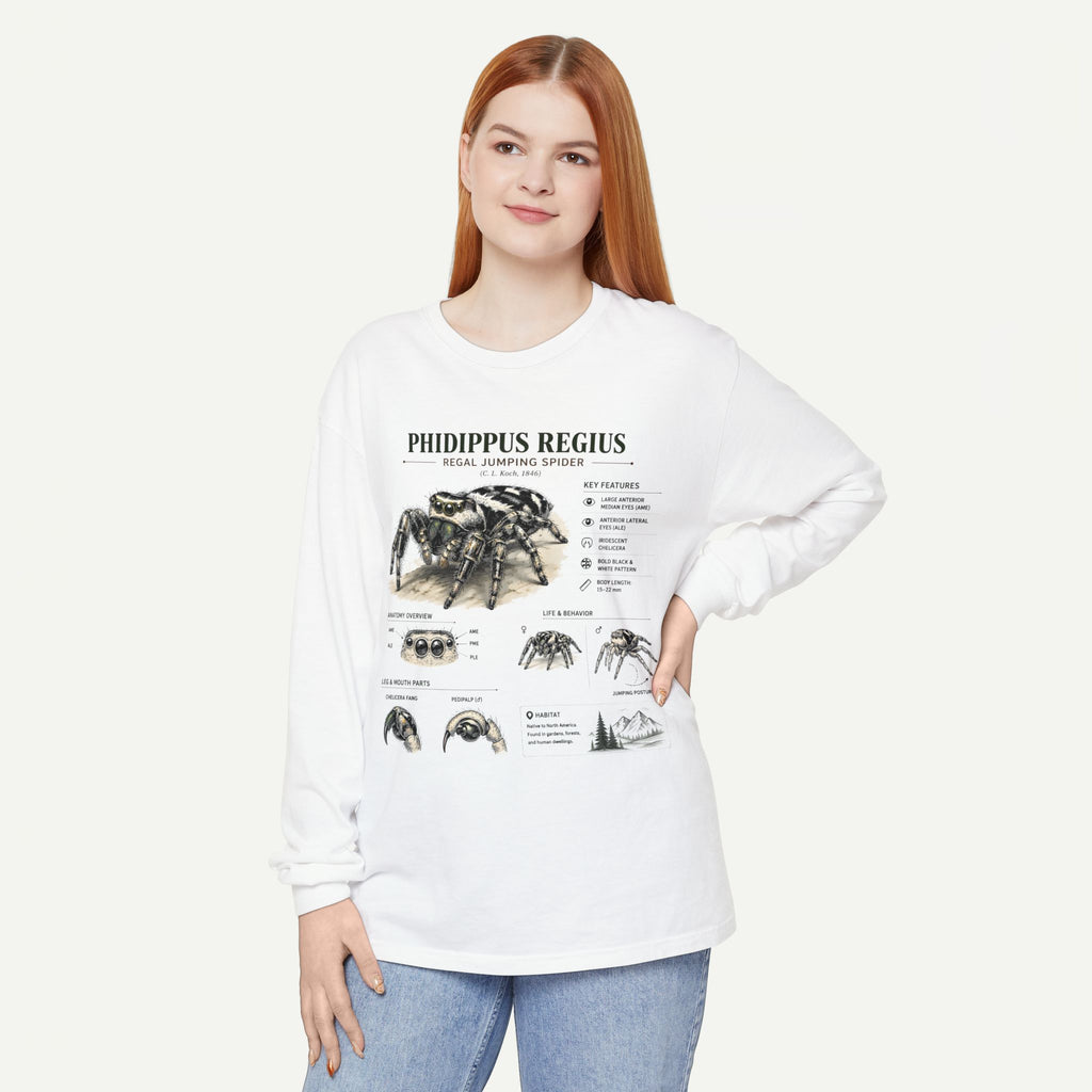 Phidippus Regius Jumping Spider Illustration Long Sleeve Tee