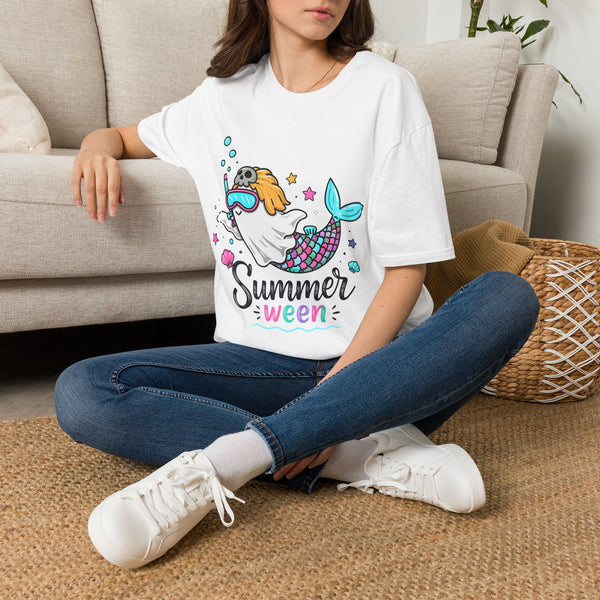 Mermaid Ghost Summerween T-Shirt — Cute Halloween Summer Mashup Tee