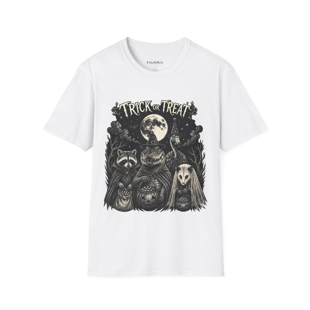 Halloween 'Trick or Treat' T-Shirt — Spooky Moon & Creatures Graphic