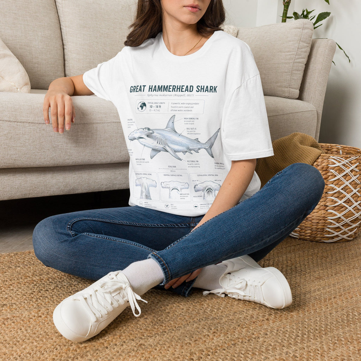 Hammerhead Shark Anatomy T-Shirt — Great Hammerhead Educational Tee