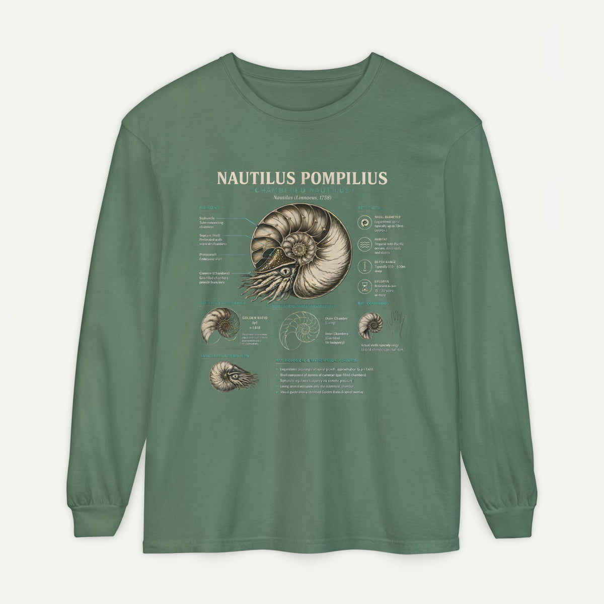 Nautilus Pompilius Anatomy Long Sleeve Tee — Vintage Marine Science Shirt
