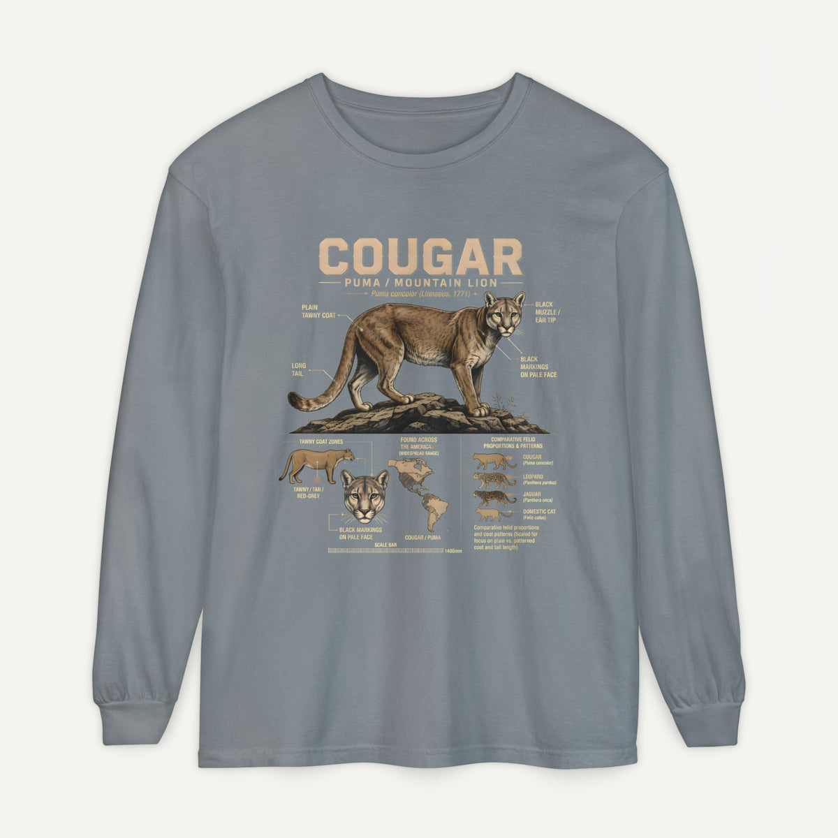 Cougar Wildlife Anatomy Long Sleeve Tee
