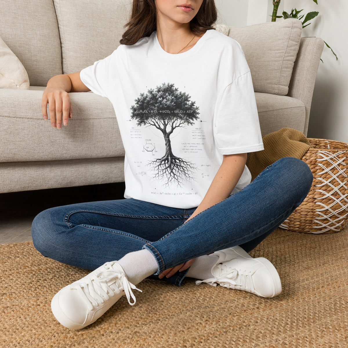 Tree of Life T‑Shirt — Botanical Graphic with Roots and Photosynthesis Diagram
