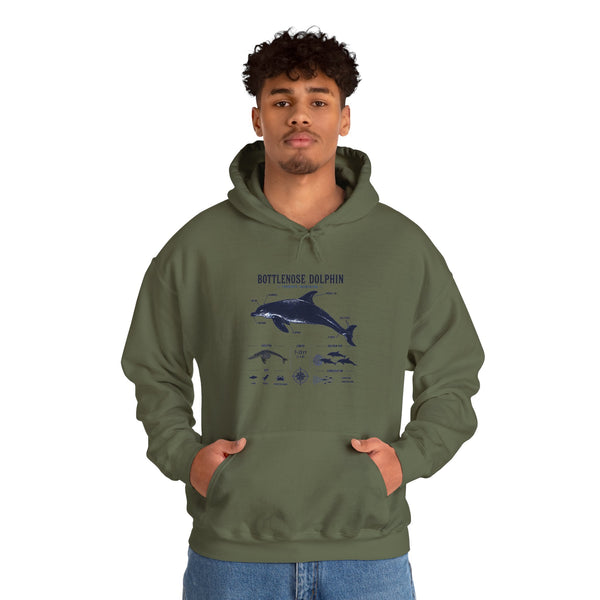 Bottlenose Dolphin Diagram Hoodie – Marine Life Anatomy Sweatshirt