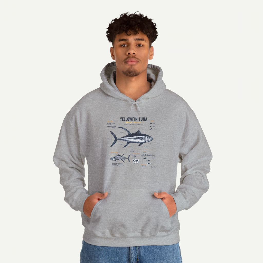 Yellowfin Tuna Anatomy Hoodie — Fishing Diagram Sweatshirt