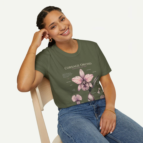 Corsage Orchid T-Shirt — Botanical Floral Diagram Tee